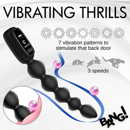 Bang! Digital Rechargeable Silicone Anal Beads Black | Anal Beads | XR Brands | Bodyjoys