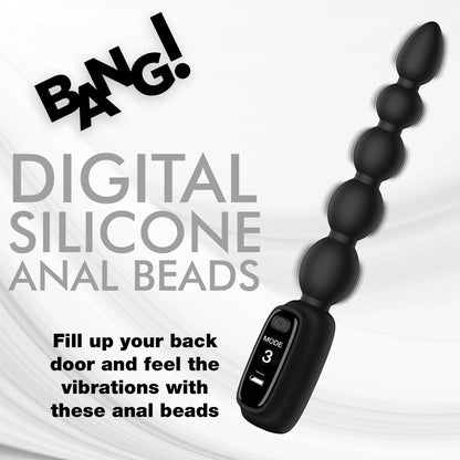 Bang! Digital Rechargeable Silicone Anal Beads Black | Anal Beads | XR Brands | Bodyjoys