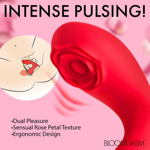 Bloomgasm Rose Touch Pulsing Silicone Finger Vibrator Red | Finger Vibrator | XR Brands | Bodyjoys