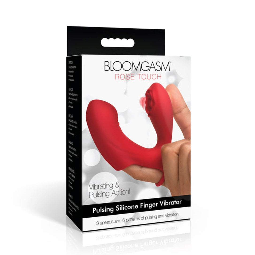 Bloomgasm Rose Touch Pulsing Silicone Finger Vibrator Red | Finger Vibrator | XR Brands | Bodyjoys