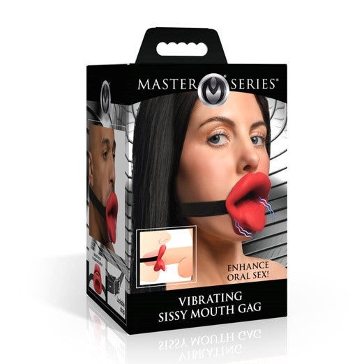 Master Series Vibrating Sissy Mouth Gag With Red Lips | Bondage Gag | Master Series | Bodyjoys