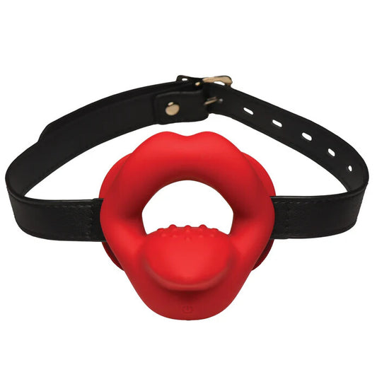 Master Series Vibrating Sissy Mouth Gag With Red Lips | Bondage Gag | Master Series | Bodyjoys