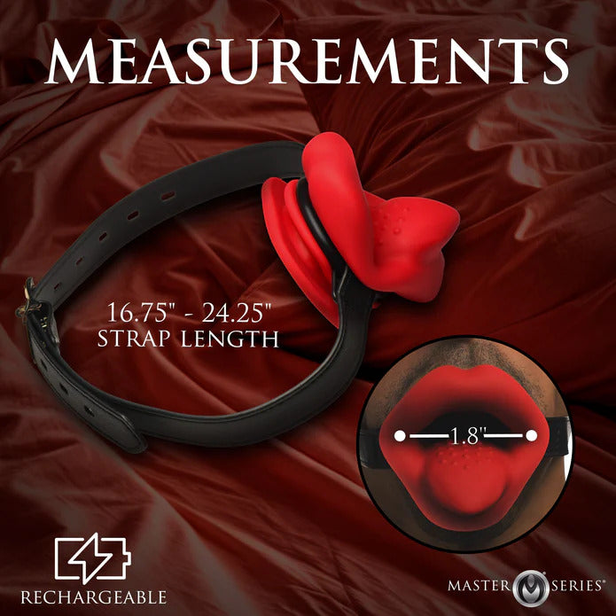 Master Series Vibrating Sissy Mouth Gag With Red Lips | Bondage Gag | Master Series | Bodyjoys