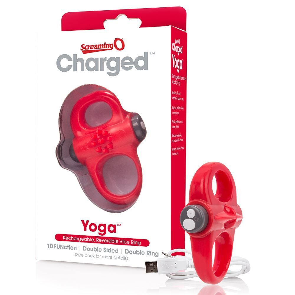 Screaming O Charged Yoga Rechargeable Reversible Cock Ring Red | Vibrating Cock Ring | Screaming O | Bodyjoys