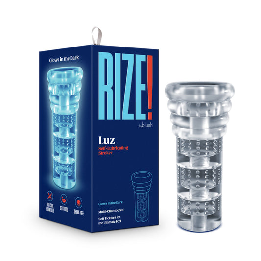 Rize Luz Self-Lubricating Glow-In-The-Dark Stroker Clear | Male Masturbator | Blush Novelties | Bodyjoys