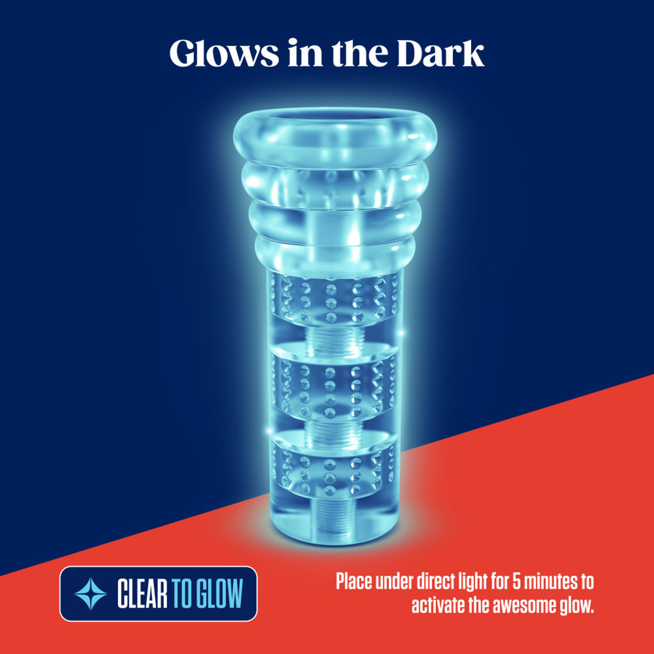 Rize Luz Self-Lubricating Glow-In-The-Dark Stroker Clear | Male Masturbator | Blush Novelties | Bodyjoys