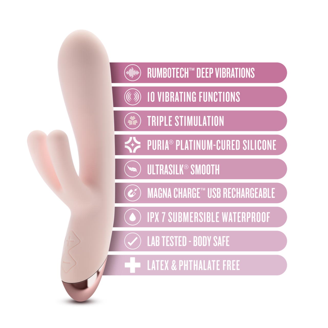 Blush Elora Triple Rabbit Vibrator Pink | Rabbit Vibrator | Blush Novelties | Bodyjoys