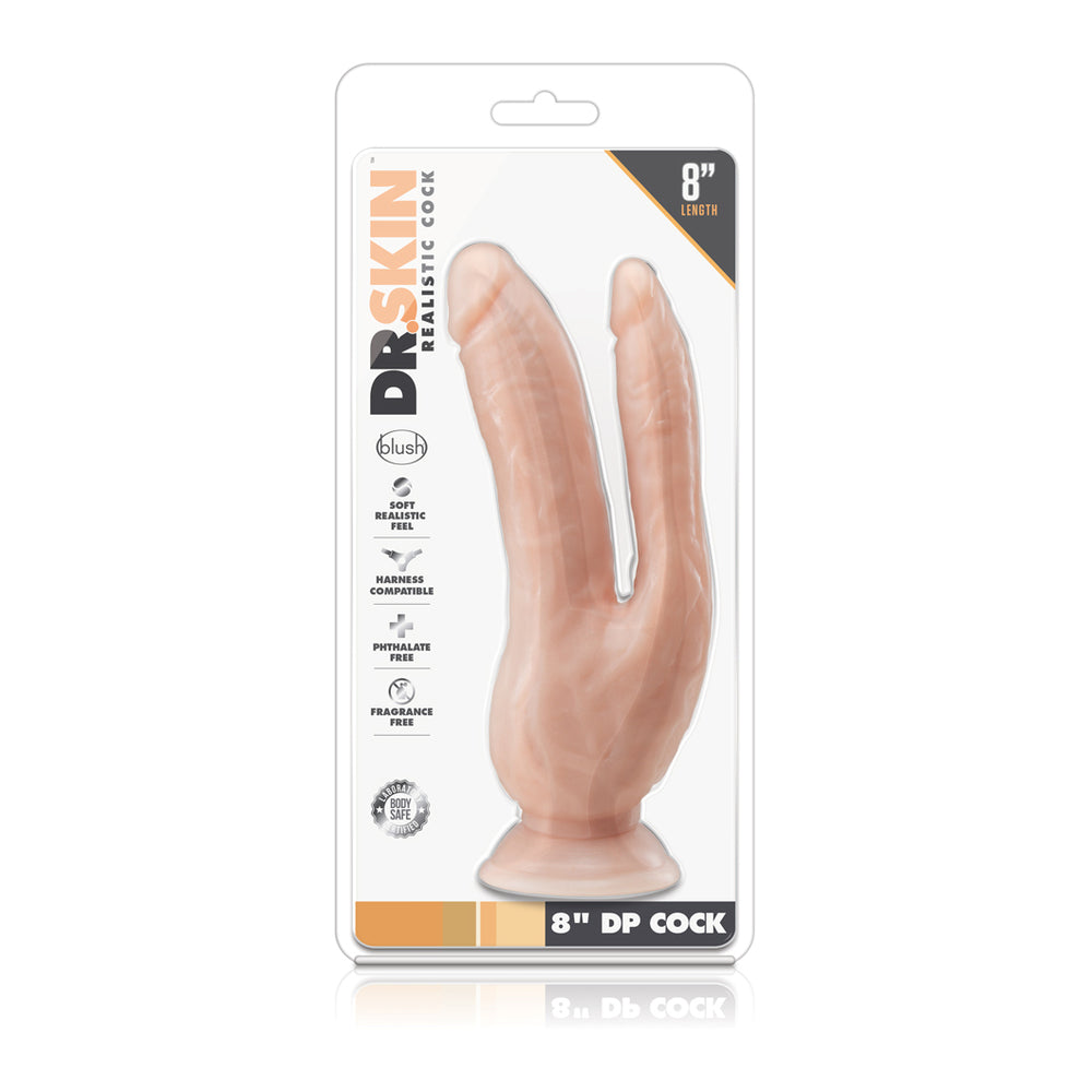 Dr. Skin 8 Inch Dual Penetrating Cock With Suction Cup | Dildo Vibrator | Blush Novelties | Bodyjoys