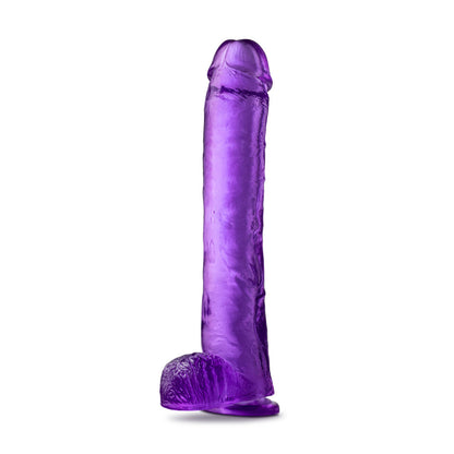 B Yours Plus Hefty N’ Hung 14 Inch Transparent Dildo Purple | Realistic Dildo | Blush Novelties | Bodyjoys