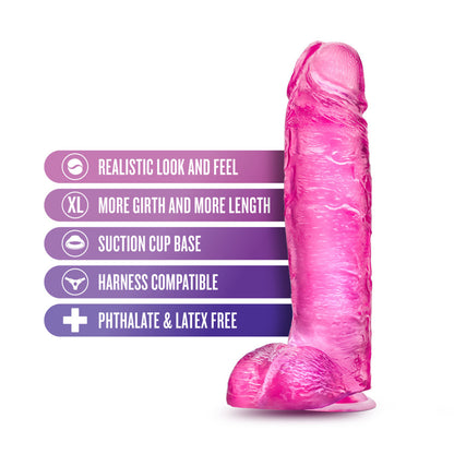 B Yours Plus Big N’ Bulky 10.5 Inch Transparent Dildo Pink | Realistic Dildo | Blush Novelties | Bodyjoys