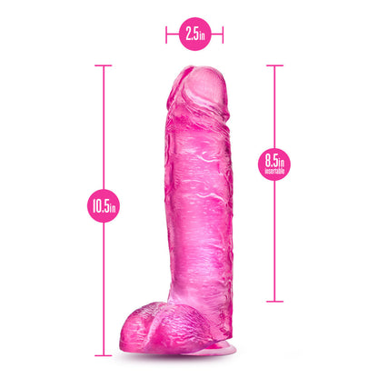 B Yours Plus Big N’ Bulky 10.5 Inch Transparent Dildo Pink | Realistic Dildo | Blush Novelties | Bodyjoys