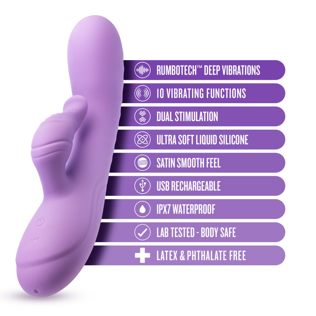 Blush Evelyn Powerful Dual Rabbit Stimulator Purple | Rabbit Vibrator | Blush Novelties | Bodyjoys