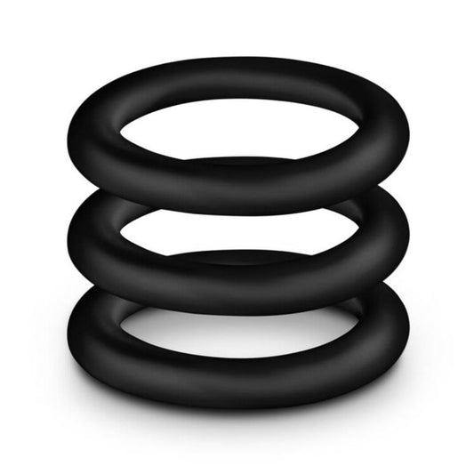 Performance VS2 Silicone Penis Ring Set Small Black 3 Pieces | Cock Ring Set | Blush Novelties | Bodyjoys