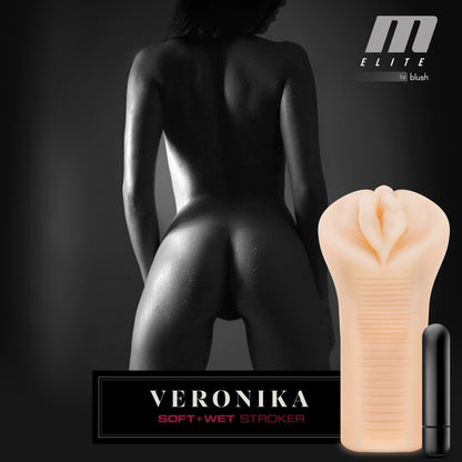 M Elite Veronika Soft And Wet Self-Lubricating Masturbator Beige | Pocket Pussy | Blush Novelties | Bodyjoys