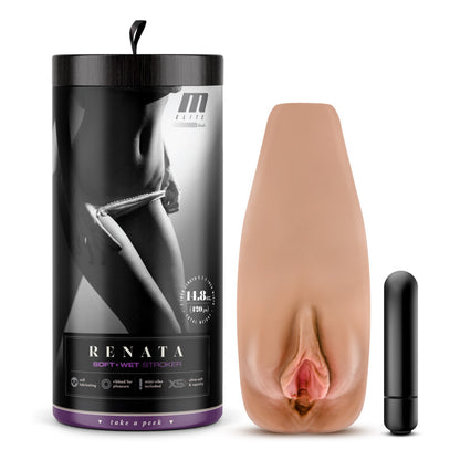 M Elite Renata Soft And Wet Self-Lubricating Masturbator Tan | Pocket Pussy | Blush Novelties | Bodyjoys