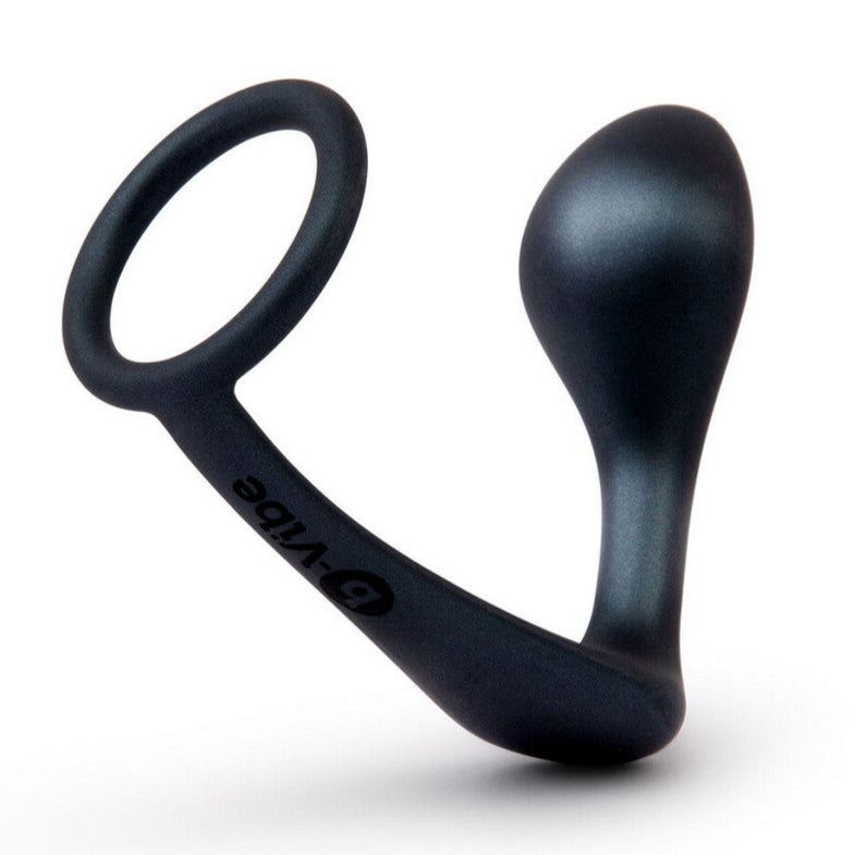 B-Vibe Ringer Cock Ring With Prostate Plug Black | Anal Cock Ring | B-Vibe | Bodyjoys