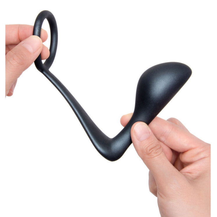 B-Vibe Ringer Cock Ring With Prostate Plug Black | Anal Cock Ring | B-Vibe | Bodyjoys