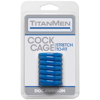 TitanMen Cock Cage Stretch-To-Fit Blue | Classic Cock Ring | Doc Johnson | Bodyjoys