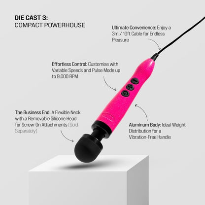 Doxy Die Cast 3 Wand Massager Hot Pink | Massage Wand Vibrator | Doxy | Bodyjoys