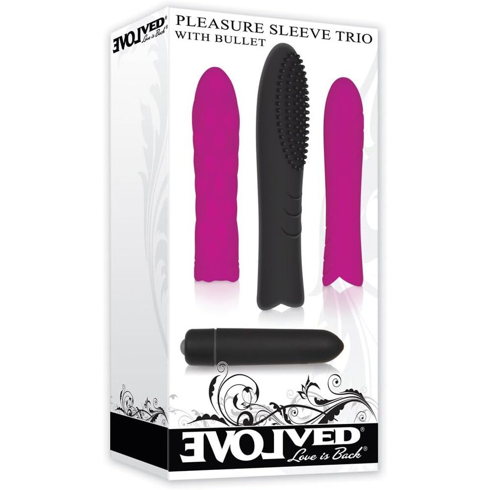 Evolved Trio Pleasure Sleeve Kit With Bullet | Finger Vibrator | Evolved Novelties | Bodyjoys