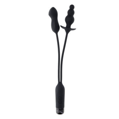 Gender X Double My Pleasure Plug And Mini Vibe Black | Vibrating Butt Plug | Evolved Novelties | Bodyjoys