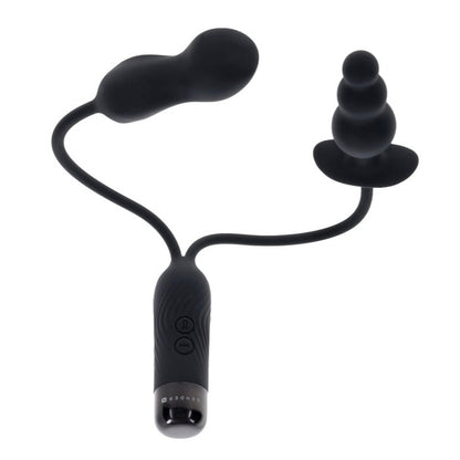 Gender X Double My Pleasure Plug And Mini Vibe Black | Vibrating Butt Plug | Evolved Novelties | Bodyjoys