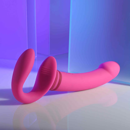 Gender X Sharing Is Caring Strapless Strap-on Vibrator Pink | Strapless Strap-On | Evolved Novelties | Bodyjoys