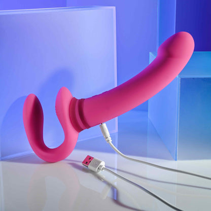 Gender X Sharing Is Caring Strapless Strap-on Vibrator Pink | Strapless Strap-On | Evolved Novelties | Bodyjoys