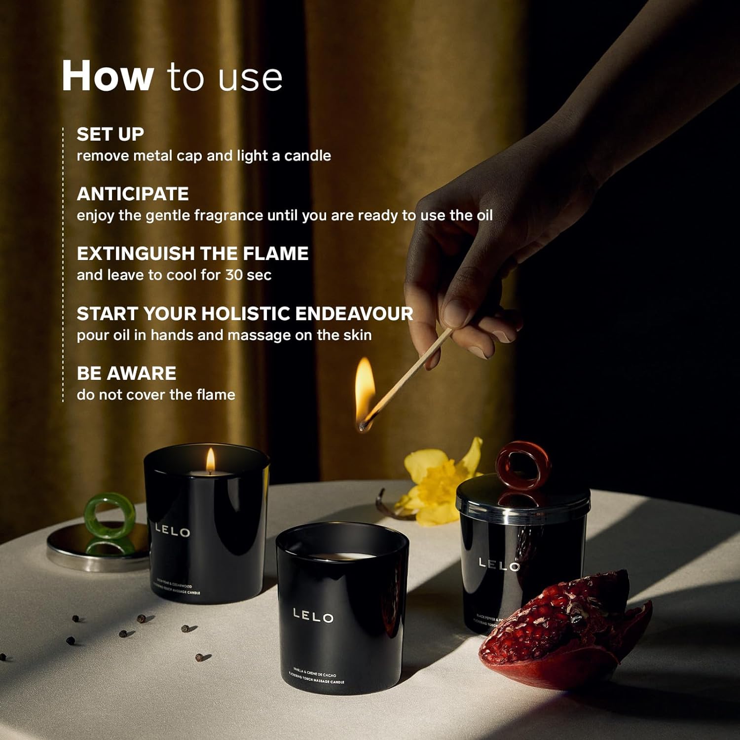 Lelo Black Pepper And Pomegranate Flickering Touch Massage Candle | Massage Candle | Lelo | Bodyjoys