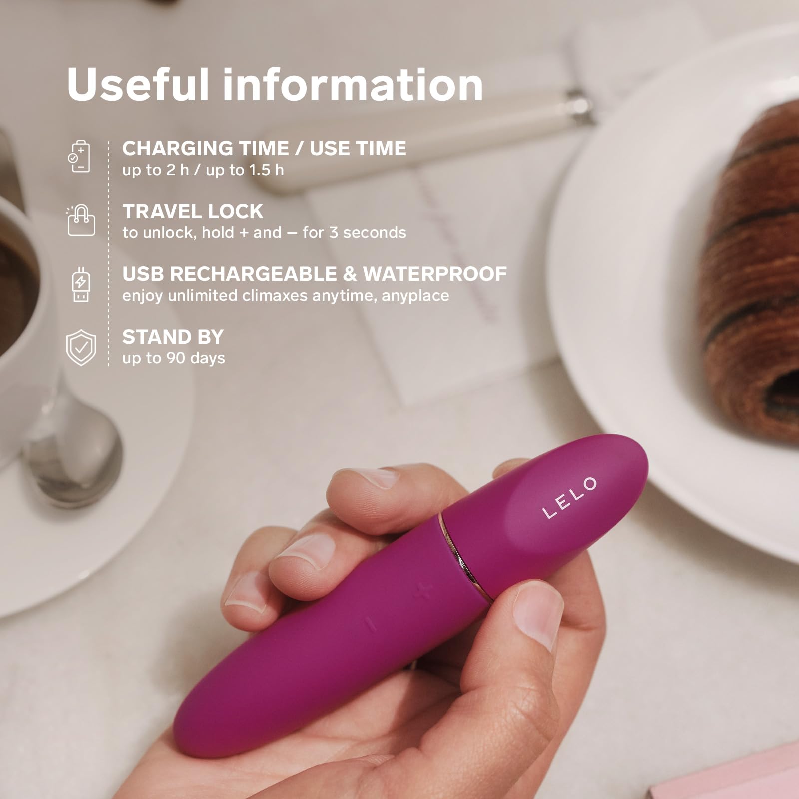 Lelo Mia 3 Luxury Rechargeable Lipstick Vibrator Deep Rose | Bullet Vibrator | Lelo | Bodyjoys