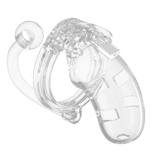 Man Cage 10 Male 3.5 Inch Clear Chastity Cage With Anal Plug | Chastity Cage | Shots Toys | Bodyjoys