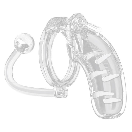 Man Cage 11 Male 4.5 Inch Clear Chastity Cage With Anal Plug | Chastity Cage | Shots Toys | Bodyjoys