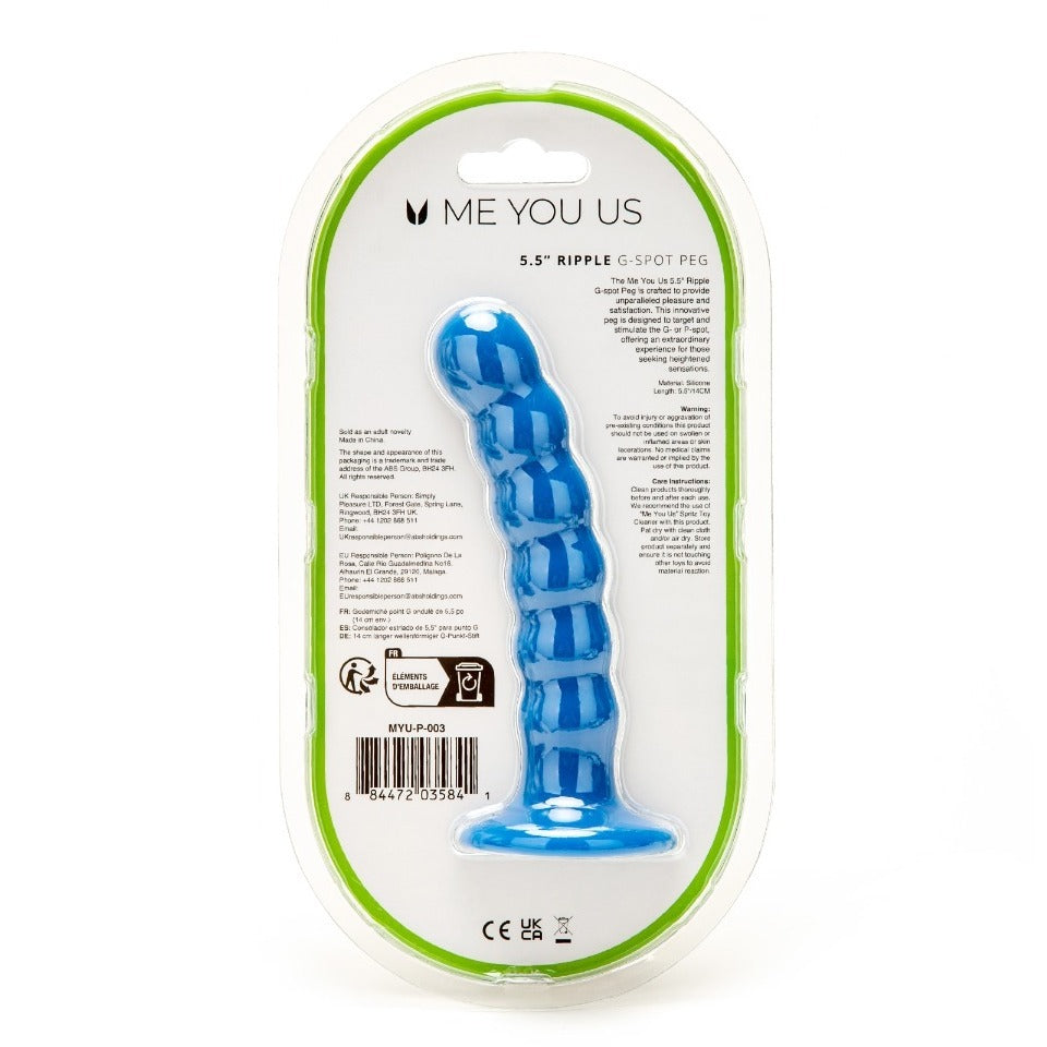 Me You Us 5.5 Inch Ripple G-Spot Peg Dildo Blue | Non-Phallic Dildo | Me You Us | Bodyjoys