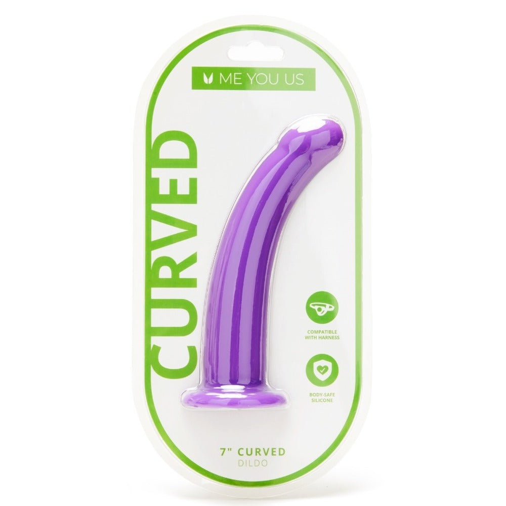 Me You Us 7 Inch Curved Silicone Dildo Purple | Non-Phallic Dildo | Me You Us | Bodyjoys