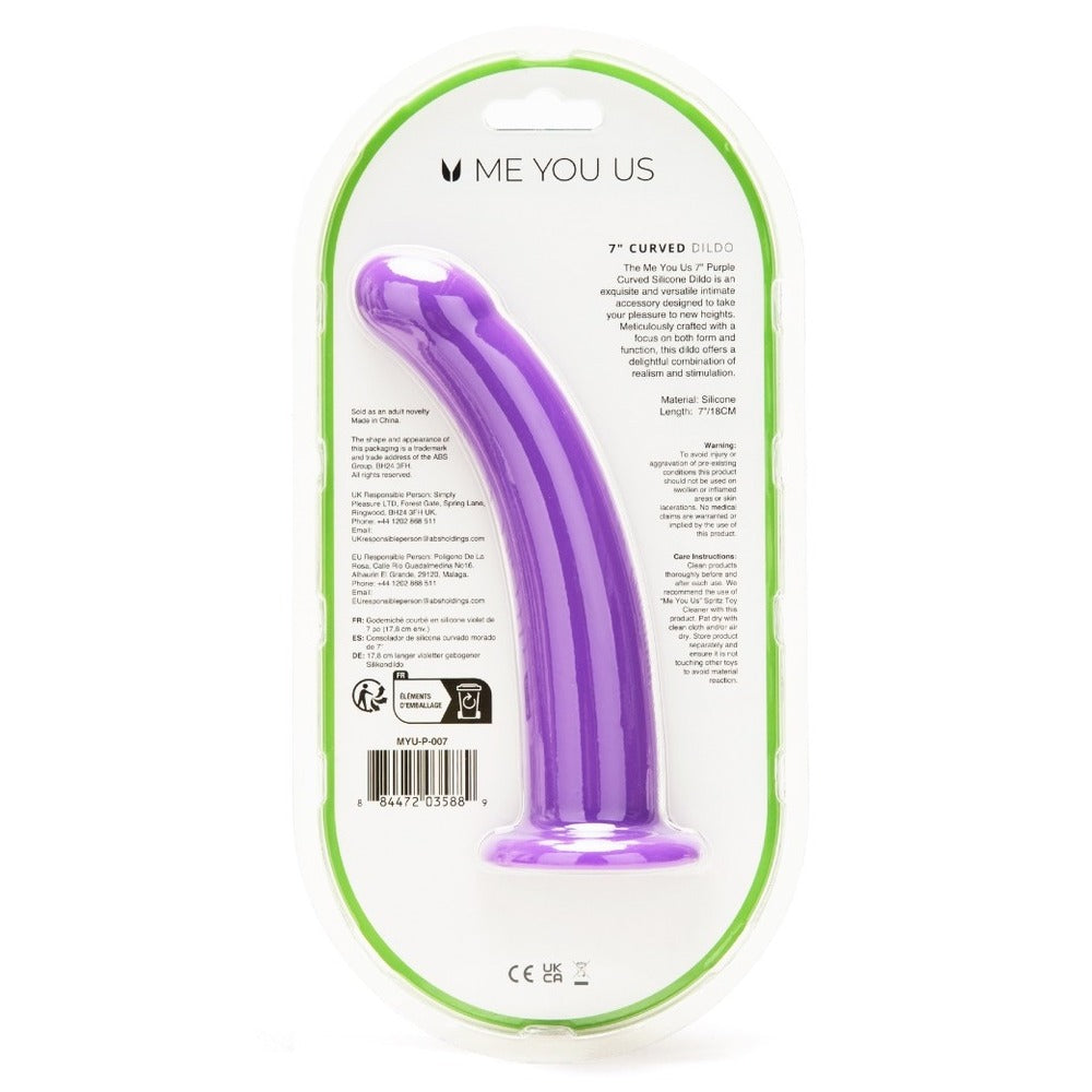 Me You Us 7 Inch Curved Silicone Dildo Purple | Non-Phallic Dildo | Me You Us | Bodyjoys