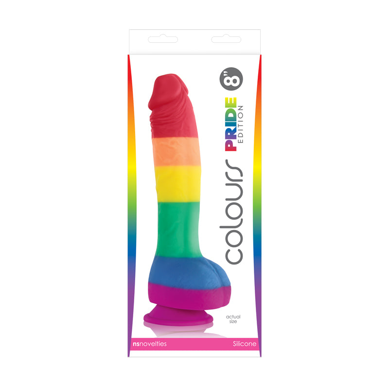 Colours Pride Edition 8 Inch Realistic Silicone Dildo With Balls | Large Dildo | NS Novelties | Bodyjoys