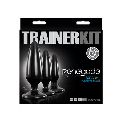 Renegade Pleasure Butt Plug Training Kit 3 Pieces Black | Butt Plug Set | NS Novelties | Bodyjoys