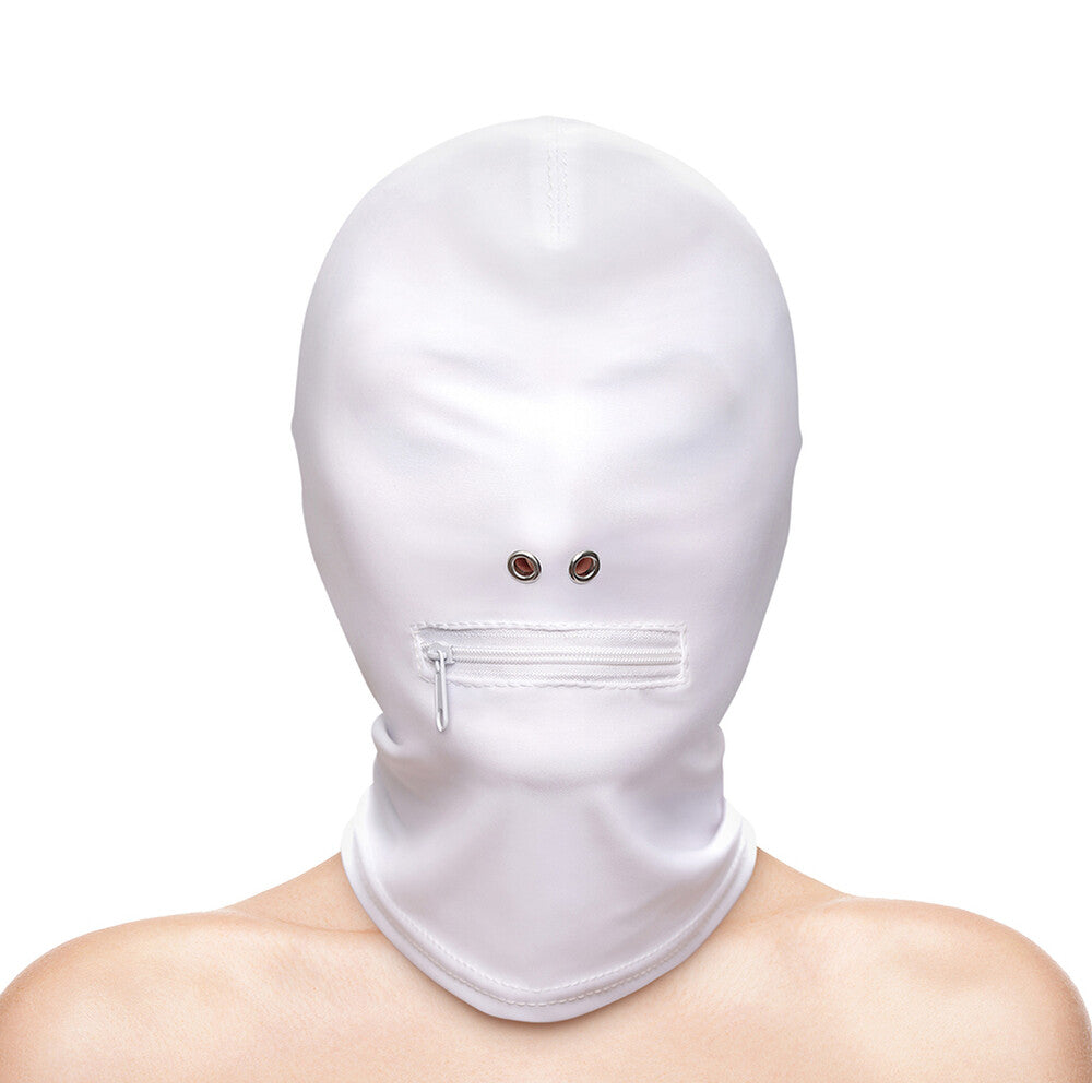 Fetish & Fashion Zippered Mouth Hood White | Bondage Hoods & Masks | NS Novelties | Bodyjoys