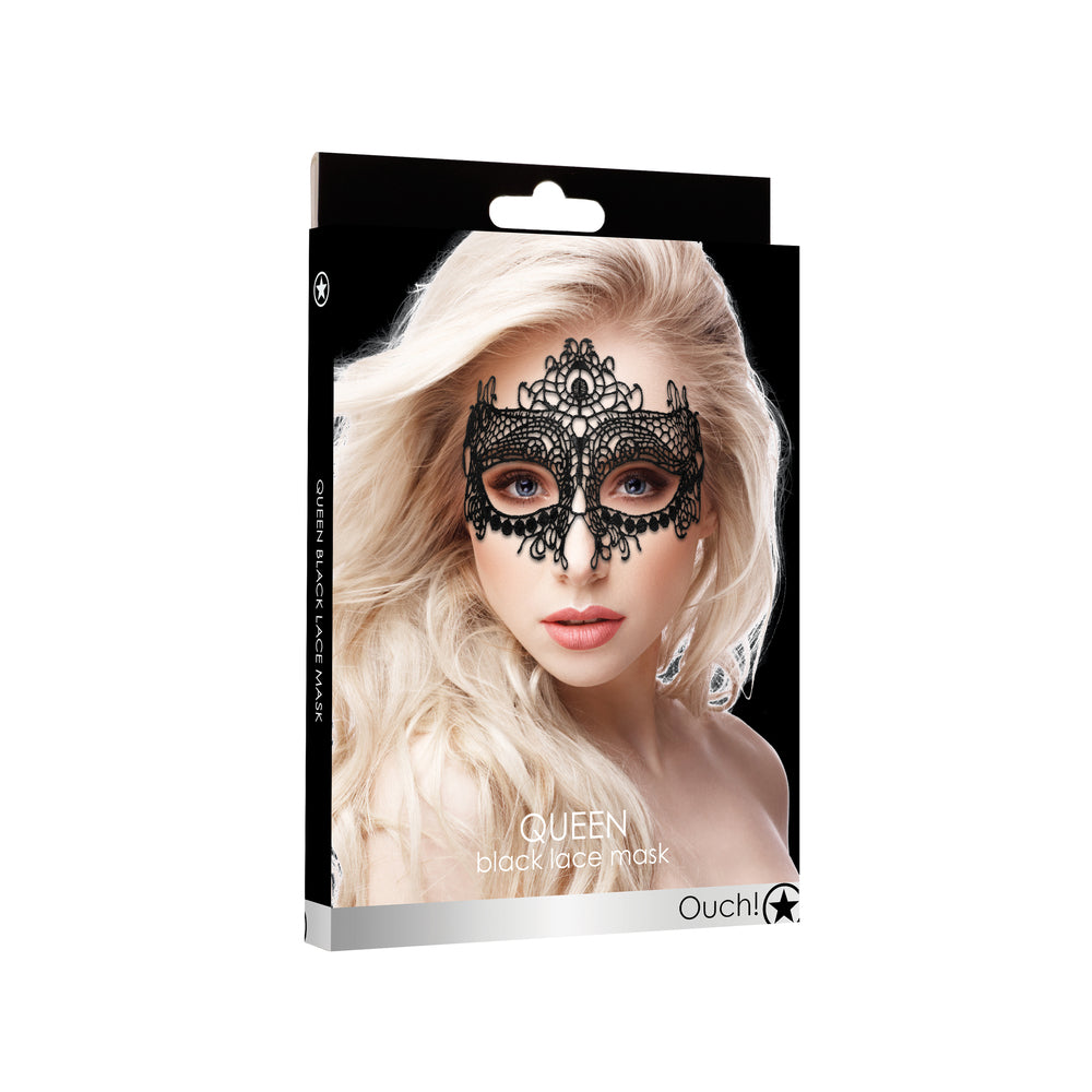 Ouch Queen Black Lace Mask | Bondage Hoods & Masks | Shots Toys | Bodyjoys