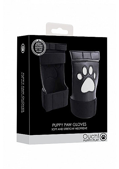 Ouch Puppy Play Neoprene Puppy Paw Gloves Black | Fetish Accessories | Shots Toys | Bodyjoys