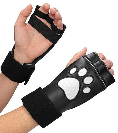 Ouch Puppy Play Neoprene Puppy Paw Gloves Black | Fetish Accessories | Shots Toys | Bodyjoys