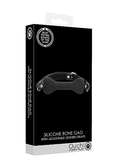 Ouch Puppy Play Silicone Bone Gag Black | Bondage Gag | Shots Toys | Bodyjoys