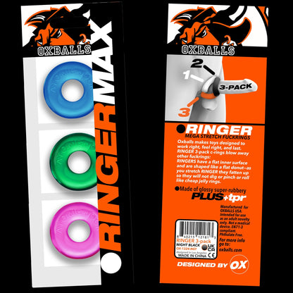 Oxballs Ringer Max Cock Ring Set Coloured 3 Pieces | Classic Cock Ring | Oxballs | Bodyjoys