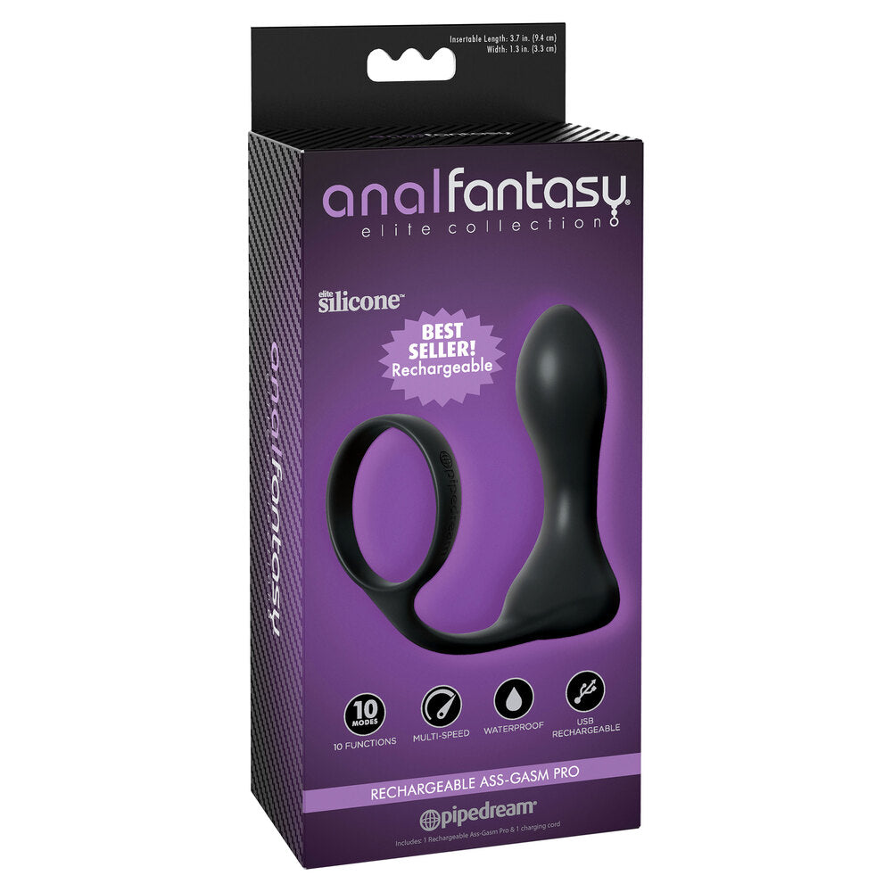 Anal Fantasy Elite Collection Rechargeable Ass-Gasm Pro | Anal Cock Ring | Pipedream | Bodyjoys