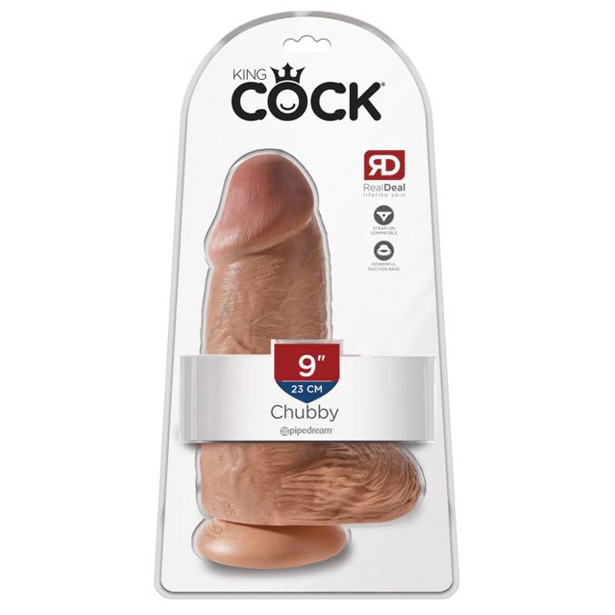 King Cock 9 Inch Chubby Tan Dildo | Large Dildo | Pipedream | Bodyjoys