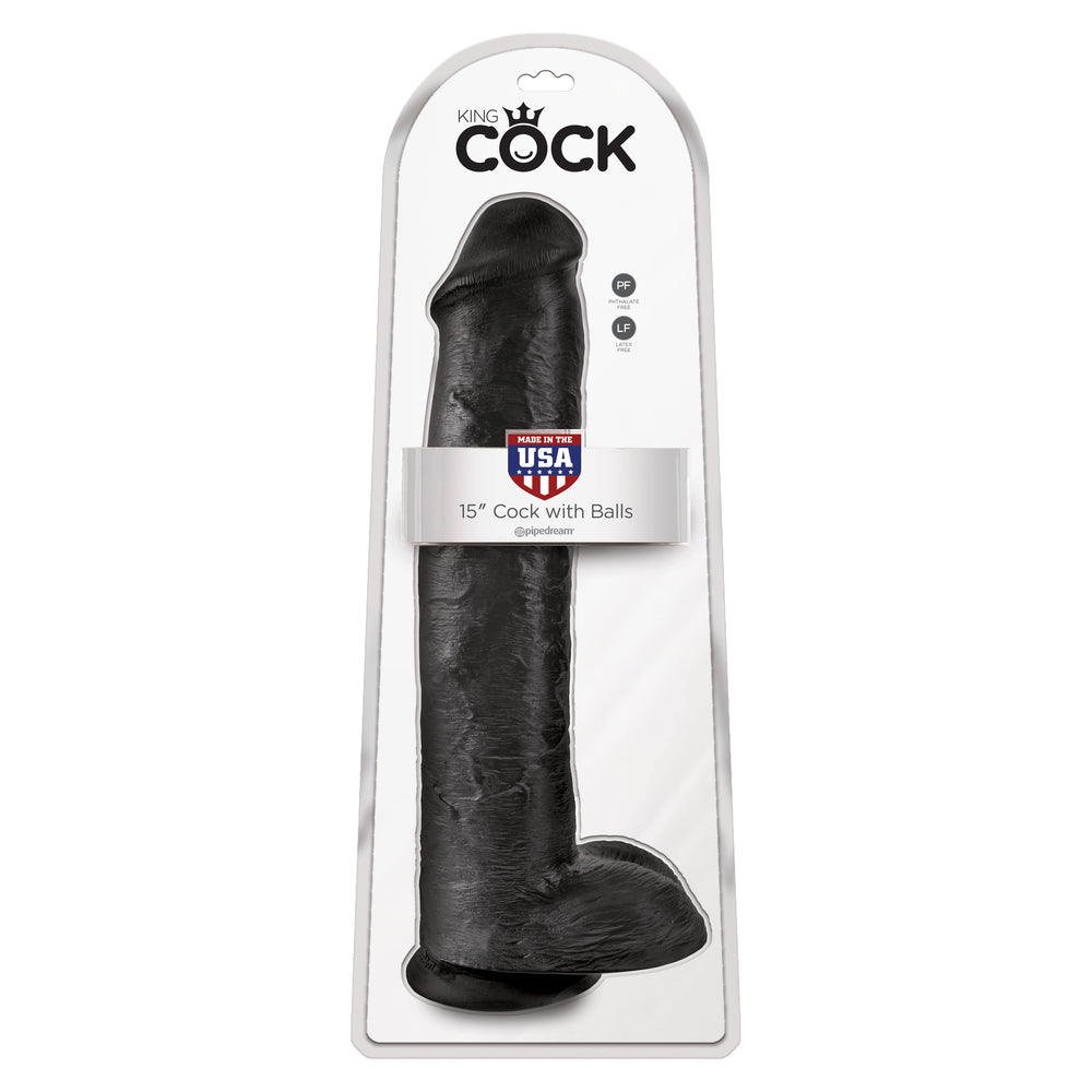 King Cock 15 Inch Cock With Balls Black | Large Dildo | Pipedream | Bodyjoys