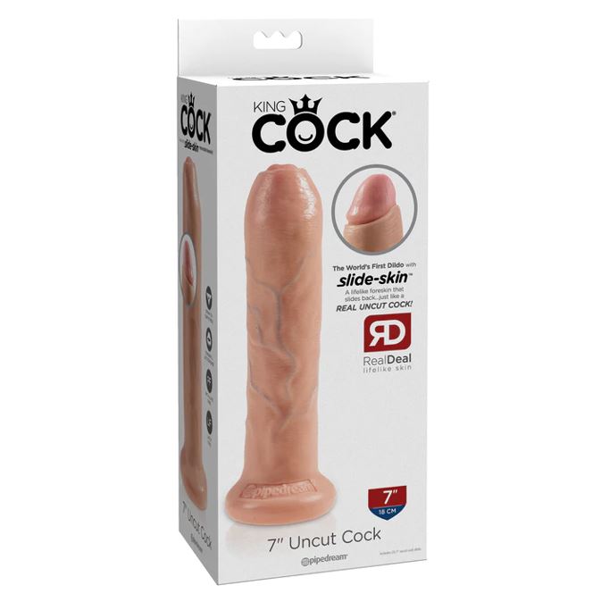 King Cock 7 Inch Flesh Uncut Cock Dildo | Large Dildo | Pipedream | Bodyjoys