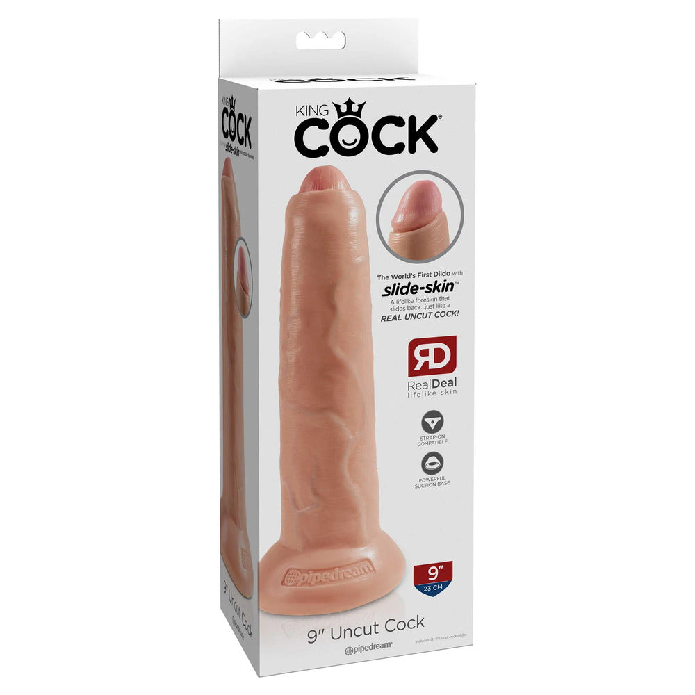 King Cock 9 Inch Flesh Uncut Cock Dildo | Realistic Dildo | Pipedream | Bodyjoys