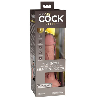 King Cock Elite 6 Inch Dual Density Vibrating Cock Flesh Pink | Dildo Vibrator | Pipedream | Bodyjoys