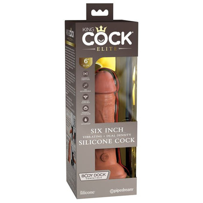 King Cock Elite 6 Inch Dual Density Vibrating Cock Flesh Brown | Dildo Vibrator | Pipedream | Bodyjoys